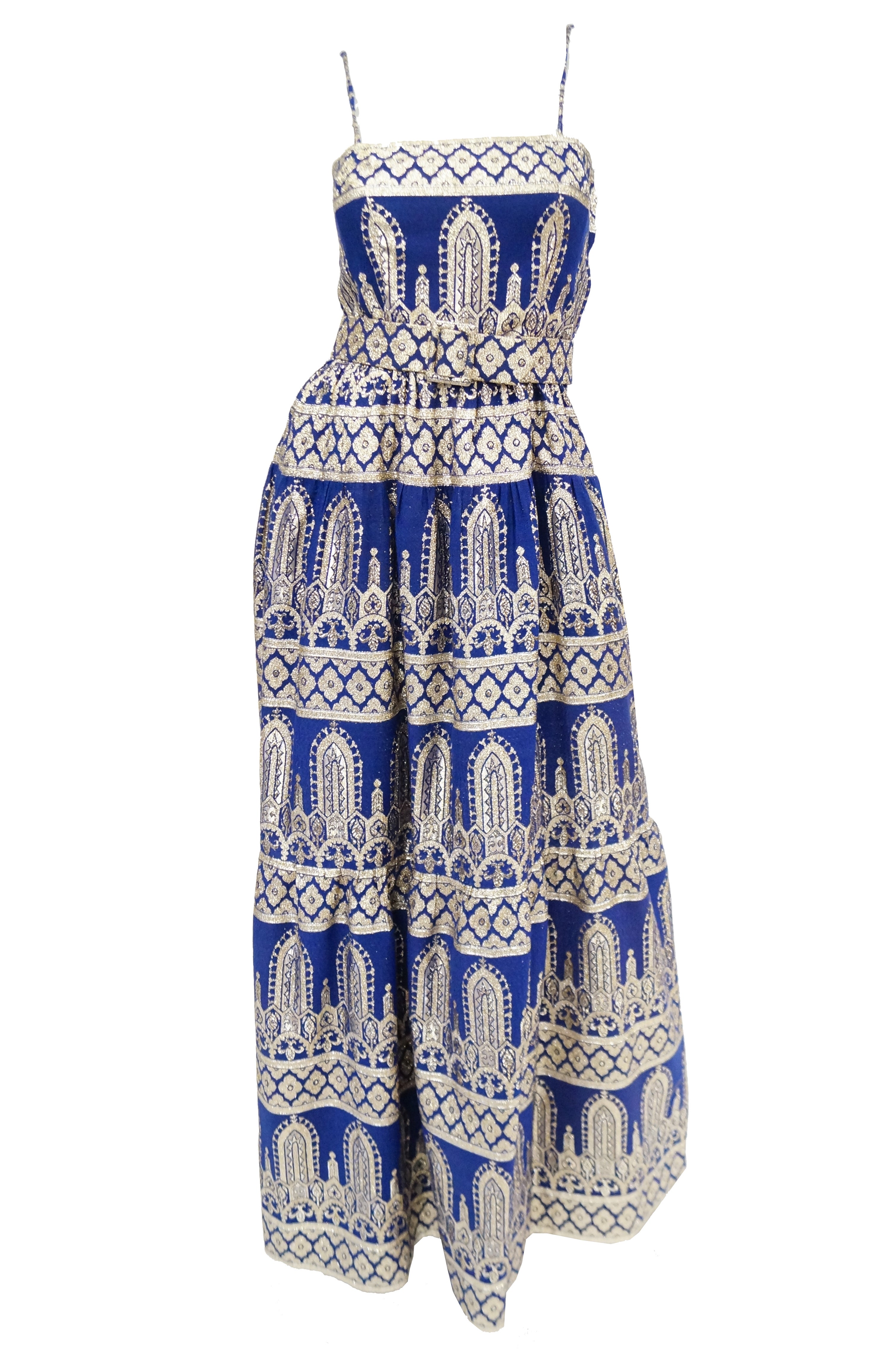 1960s Oscar de la Renta Blue ☀ Gold ...